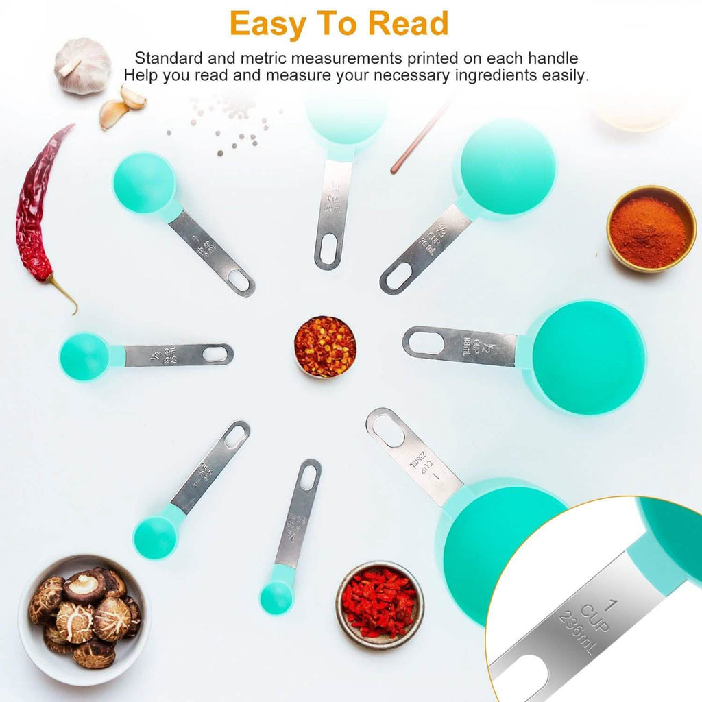 8-Piece Set: Plastic Measuring Spoon Cups