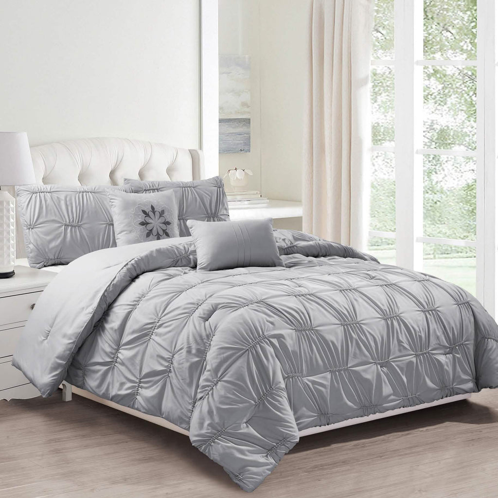 8-Piece Set: Solid Ruching Pintucked Oversized Comforter Set