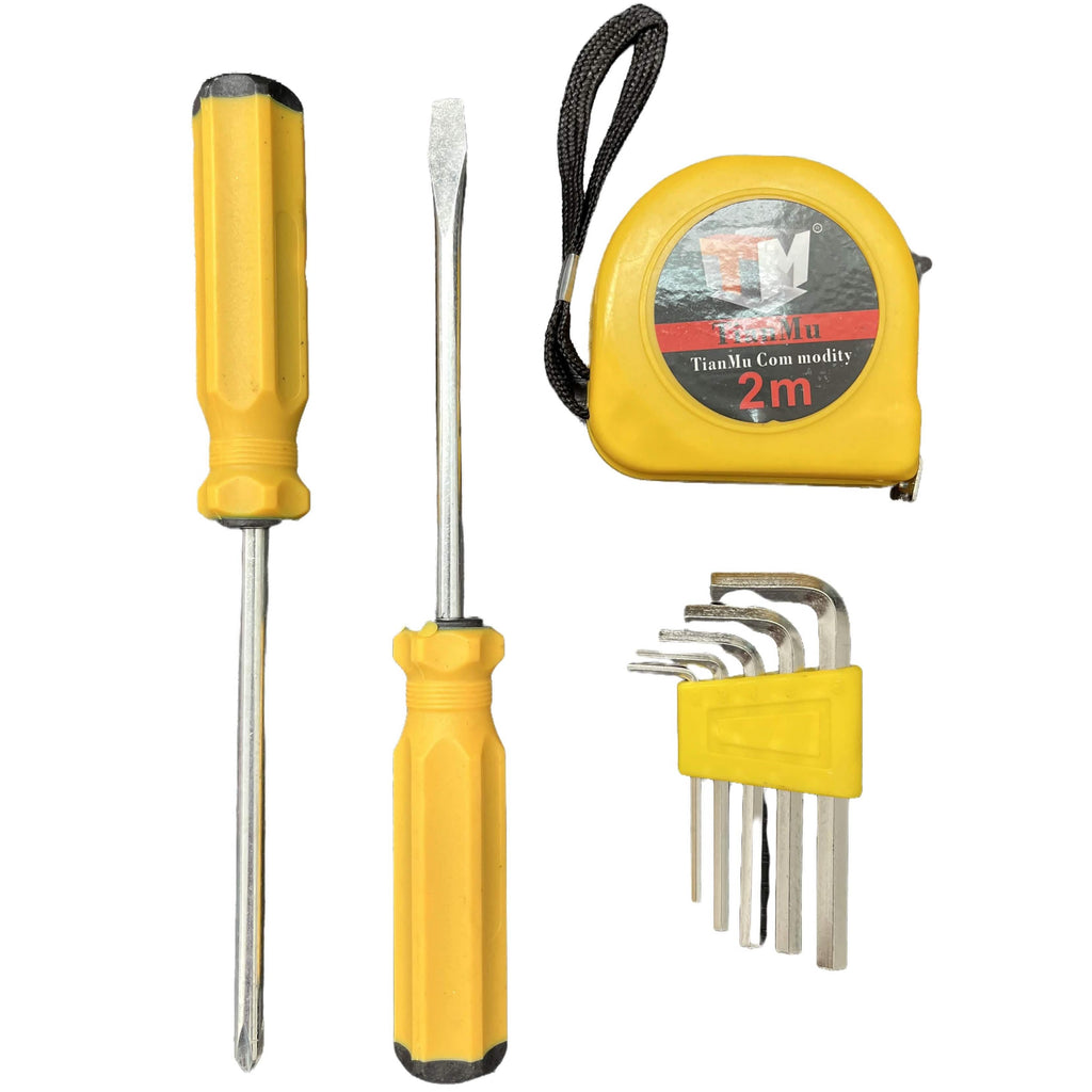 8-Piece: Tool Set with Measuring Tape, Screw Drivers, Hex Wrenches