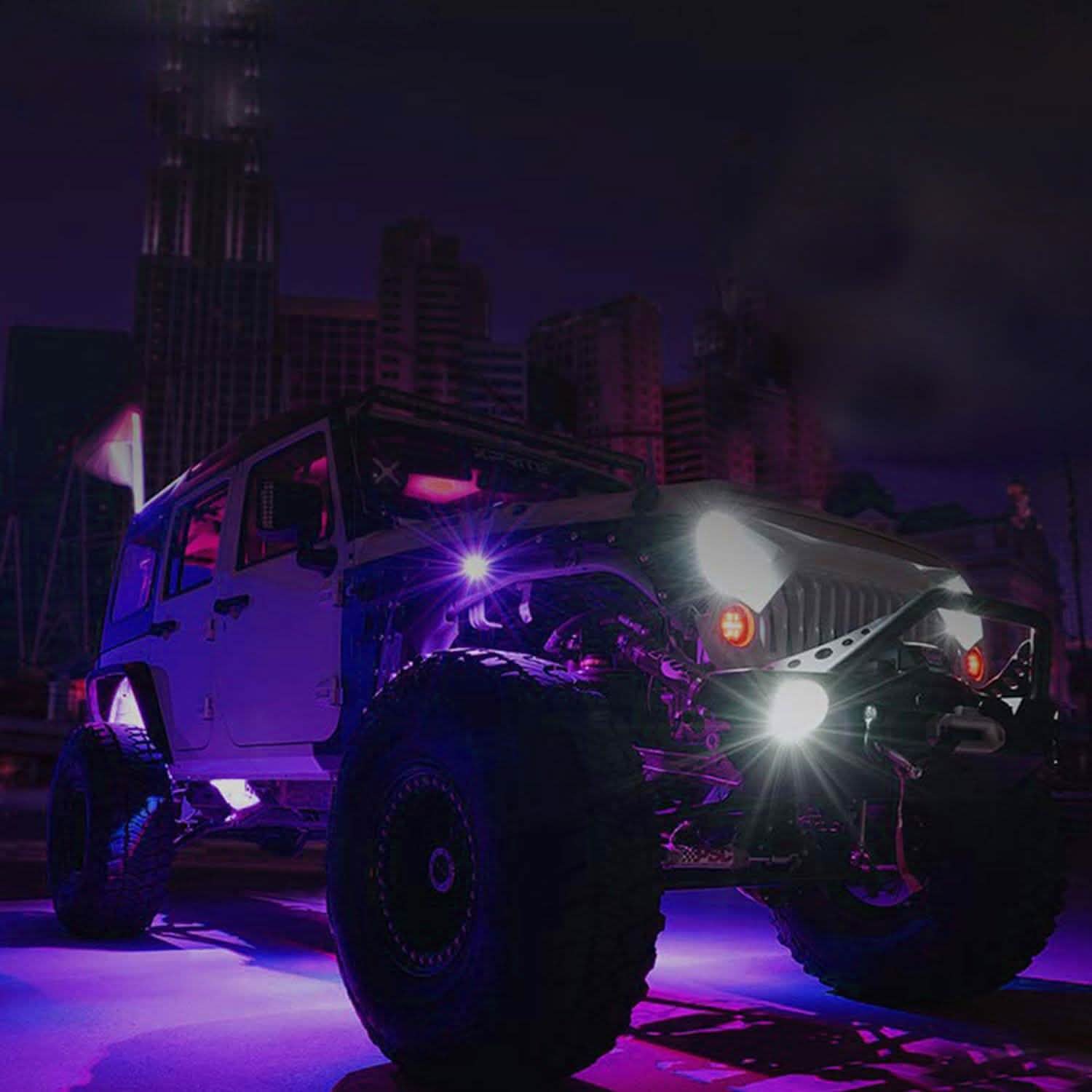 8-Pieces: Auto RGB LED Rock Light Kit