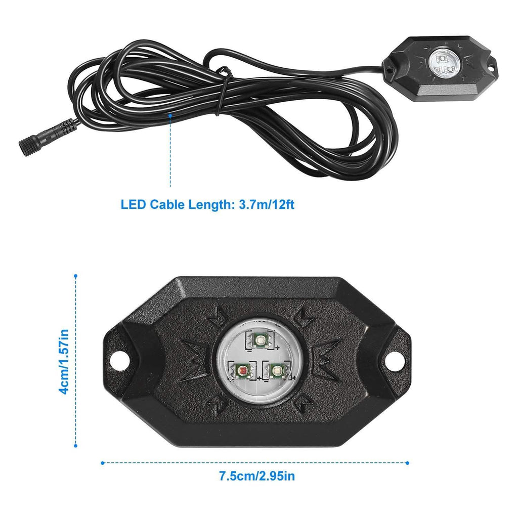 8-Pieces: Auto RGB LED Rock Light Kit