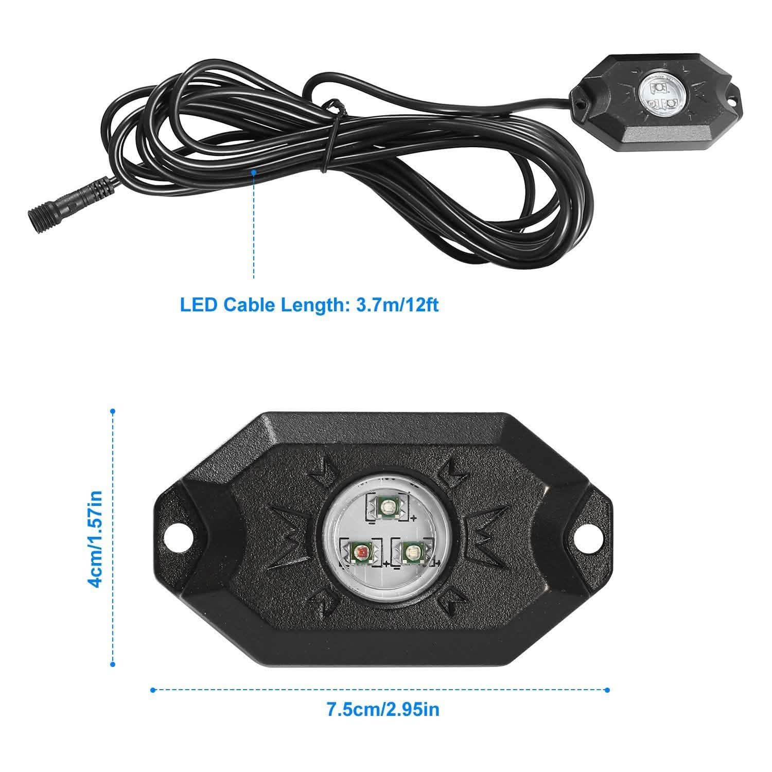 8-Pieces: Auto RGB LED Rock Light Kit