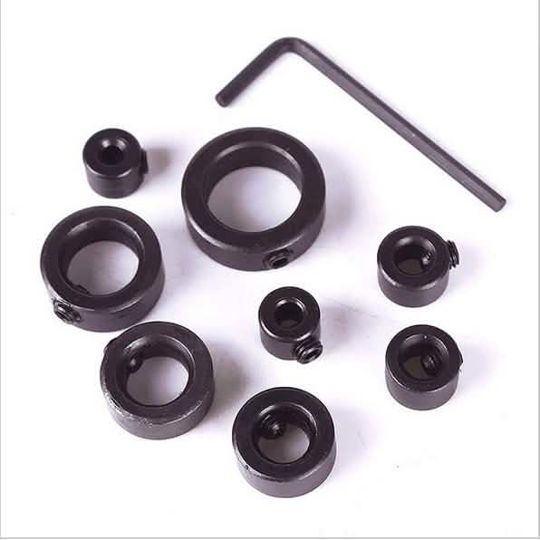 8-Pieces Set: Woodworking Drill Bit Depth Stop Collars Ring Positioner