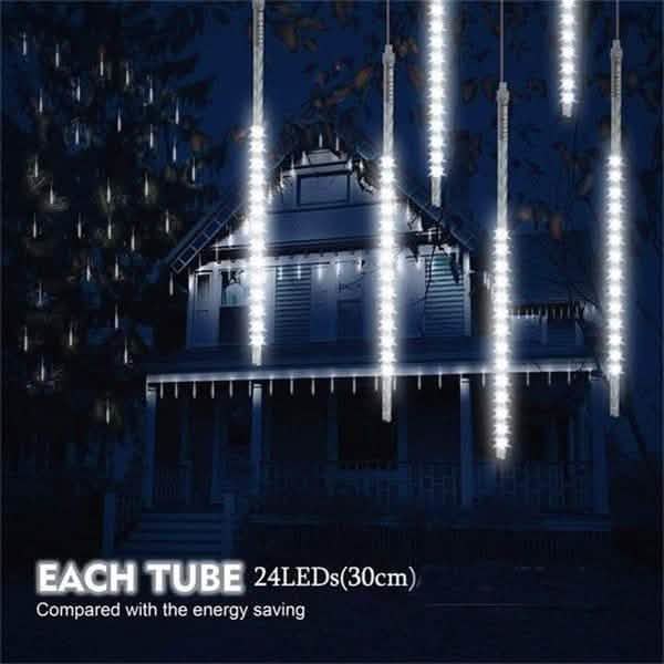 8-Pieces: Waterproof LED Meteor Shower Rain Lights
