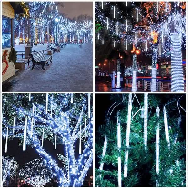 8-Pieces: Waterproof LED Meteor Shower Rain Lights