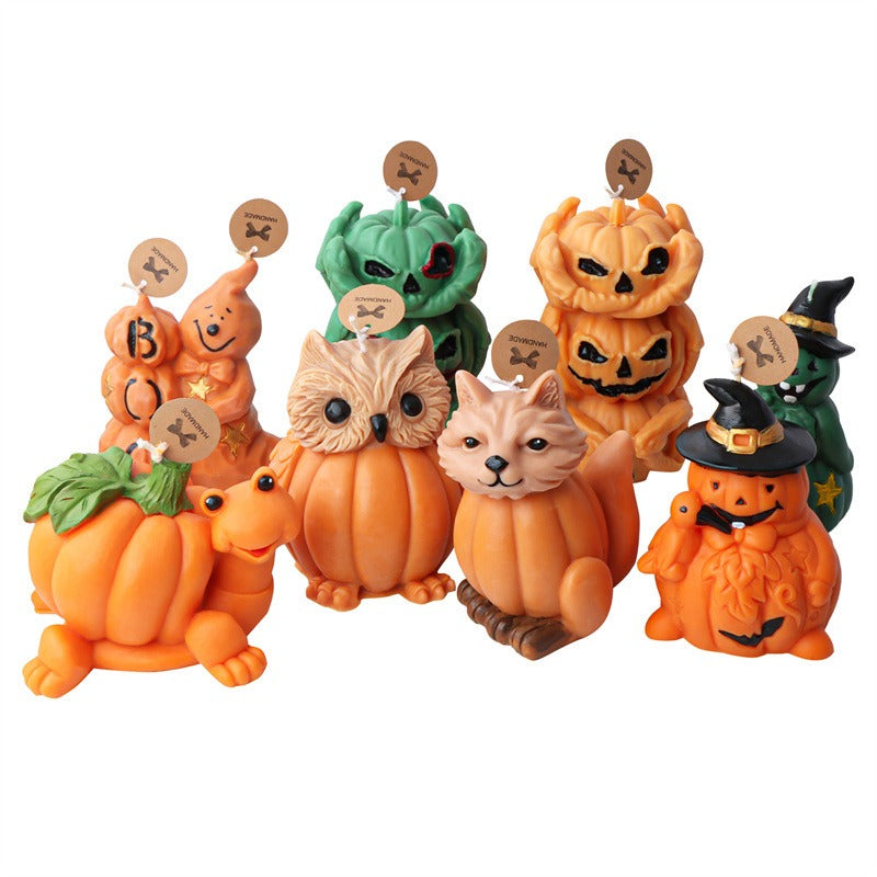 New Halloween Pumpkin Ghost Silicone Candle Mold Frog Owl Fox Pumpkin Animal Scented Plaster Resin