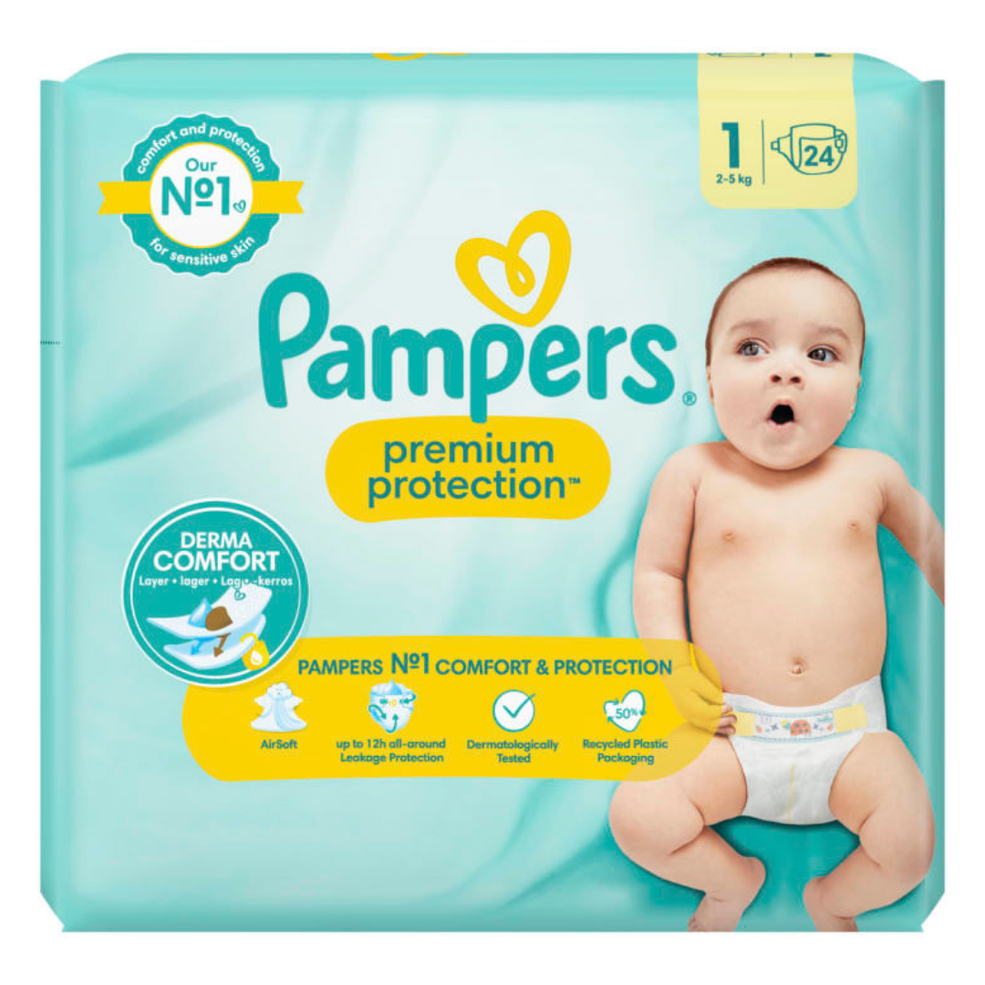 Pampers Premium Protection Diapers Size 1 (2-5 kg) (24 ct)