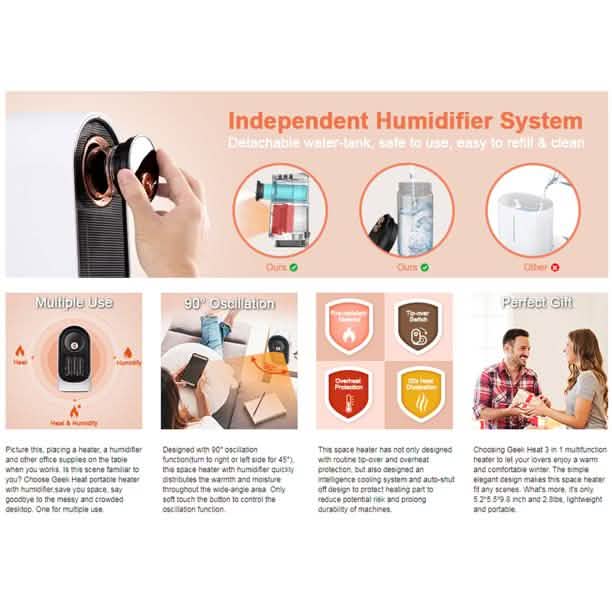 800W Space Heater with Humidifier