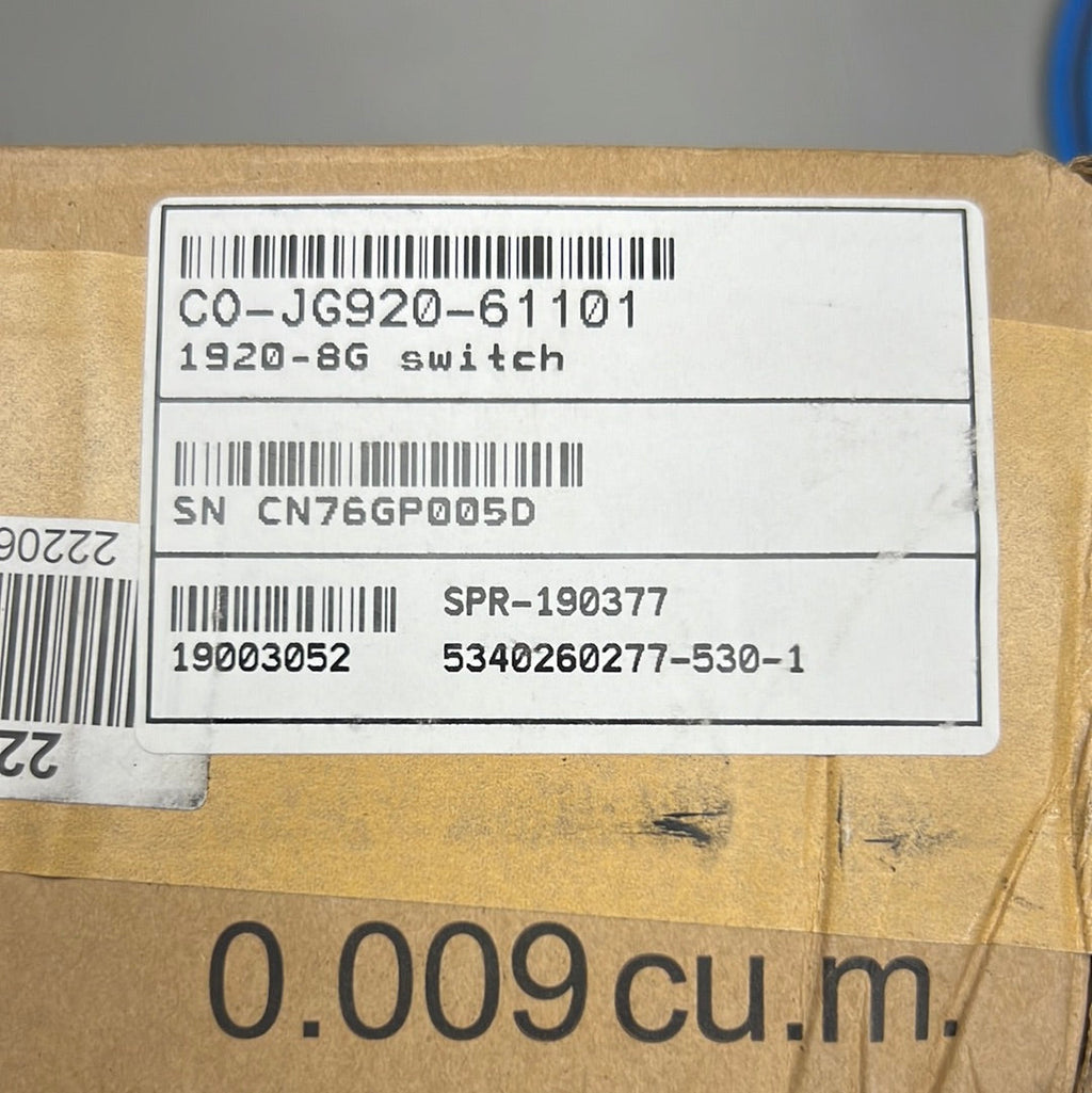 HEWLETT PACKARD JG920A 1920-8 Port  8Gigabit  2 SFP Switch with Mounting Brackets