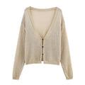 Style Women's Fashion Casual Versatile Long Sleeve Loose Single Breasted Knit Jacket