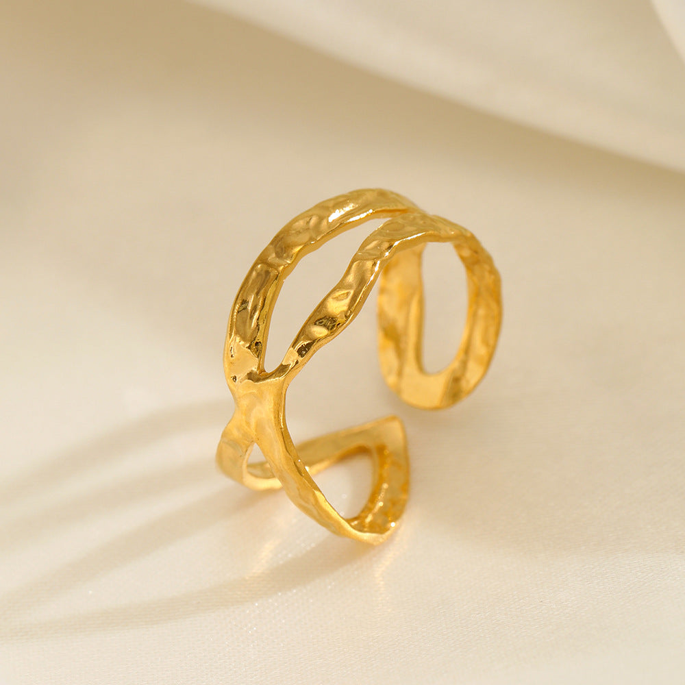 European and American fashion personality simple line cross opening ring