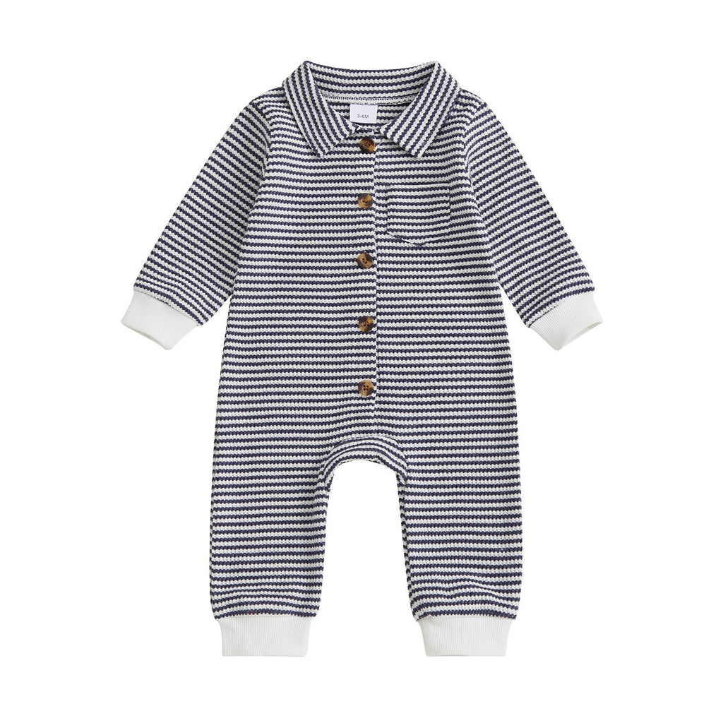 Babies' Jumpsuit Front Open Single-breasted Knitted Long Sleeve