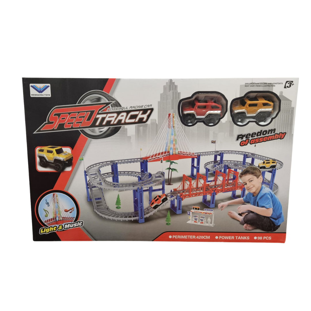 Wenhaoda Toys Speed Track Racing Set with Lights & Music (98 pcs)
