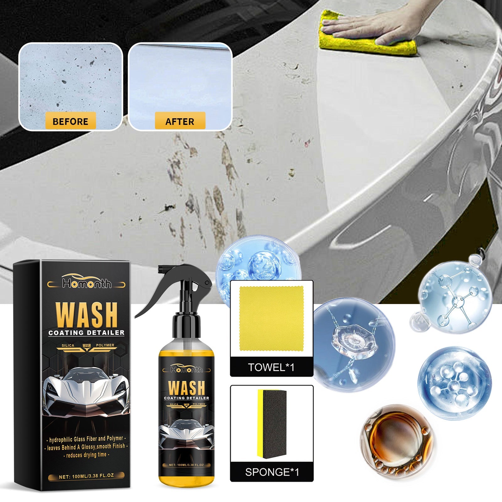 Wash Coating Detailer, Decontamination Refurbishment Maintenance Brightening Multi-Purpose Cleaning And Care Agent