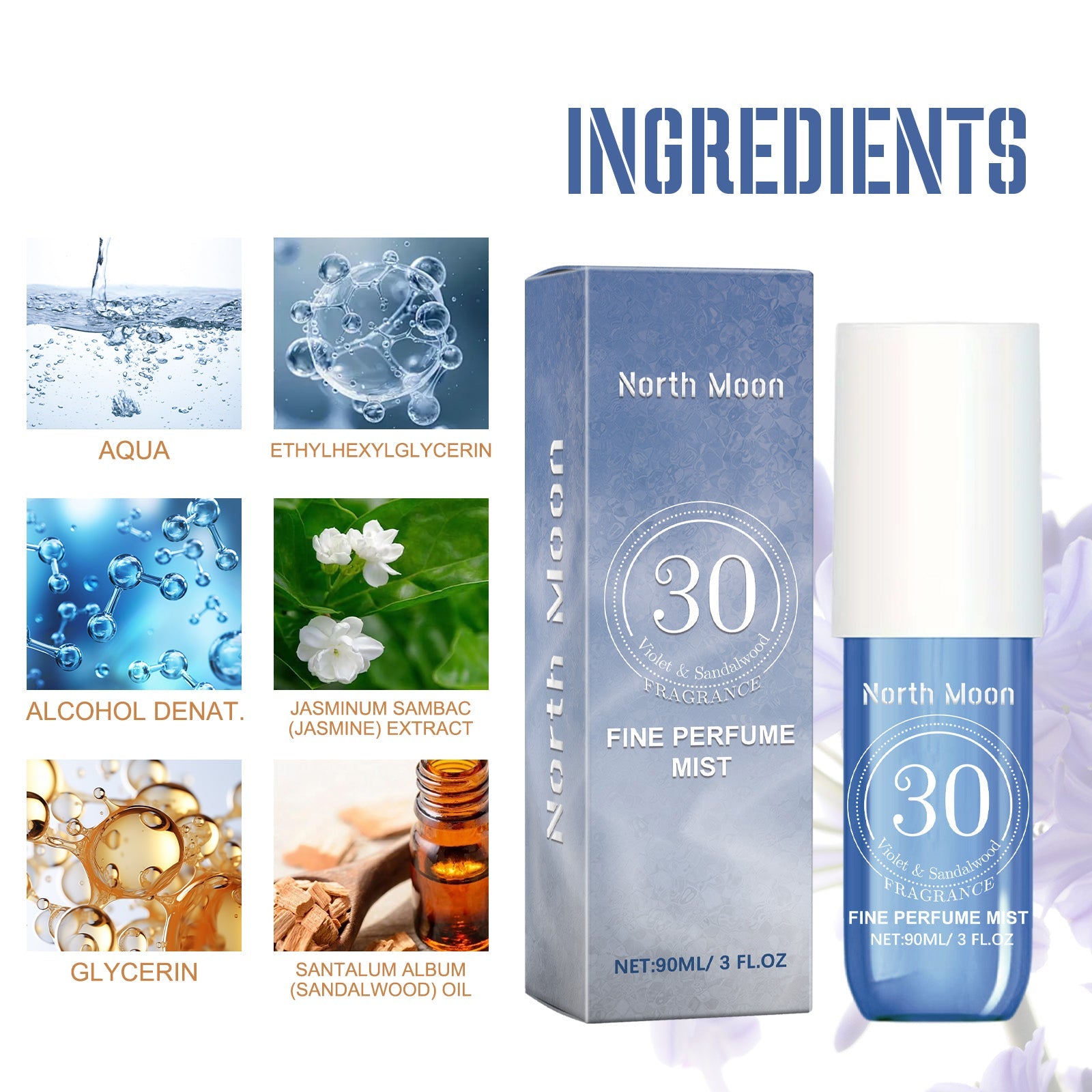 Violet Perfume Spray, Fresh Light Fragrance Behind Ears And Wrist Lasting Charm Perfume