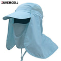 Sun Caps Flap Hats 360 degree Solar UV Protection Sun Hat Summer Men Women Sun Visor Cap Folding Removable Neck Face Mask Head