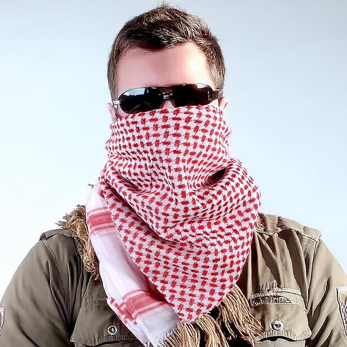 Arab Shemagh Turban, Keffiyeh Arab Head Scarf, Palestine Scarf Muslim Head Scarf Desert Tactical Scarf Neck Head Wrap Keffiyeh Dubai Headwear for Men Women