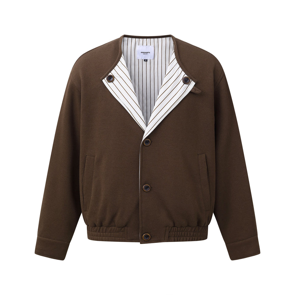 Loose Shoulder Jacket Long Sleeve Oversized Coat No Collar Design Outerwear