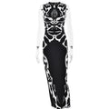 Summer Printed Leopard Pattern Hollow-out Sleeveless Waist-cinched Sexy Dress