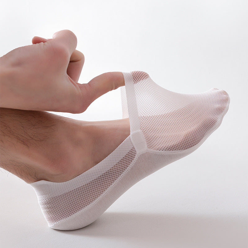 Men's thin breathable mesh boat socks short socks shallow mouth ice silk invisible socks ﻿
