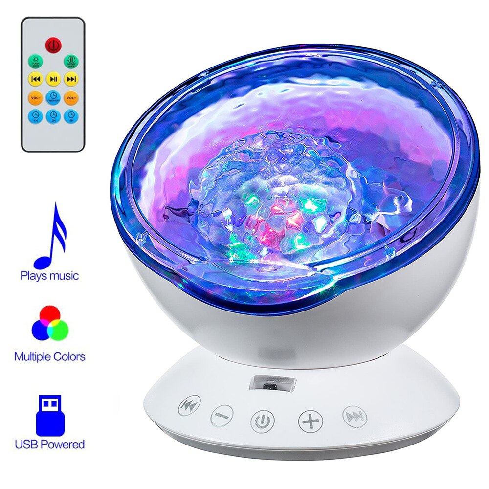 Ocean Wave Projector Light Led Night Lamp Music Player Remote Control USB Starry Projection Living Bedroom Party Decor Gifts