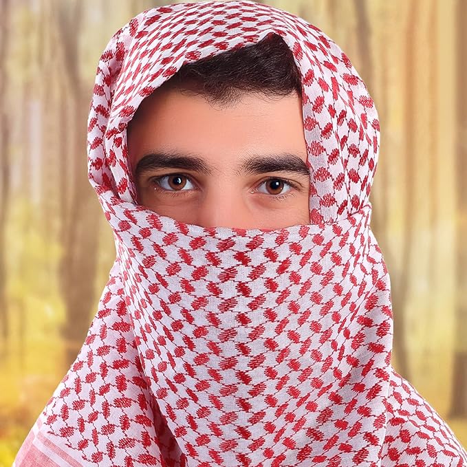 Arab Shemagh Turban, Keffiyeh Arab Head Scarf, Palestine Scarf Muslim Head Scarf Desert Tactical Scarf Neck Head Wrap Keffiyeh Dubai Headwear for Men Women