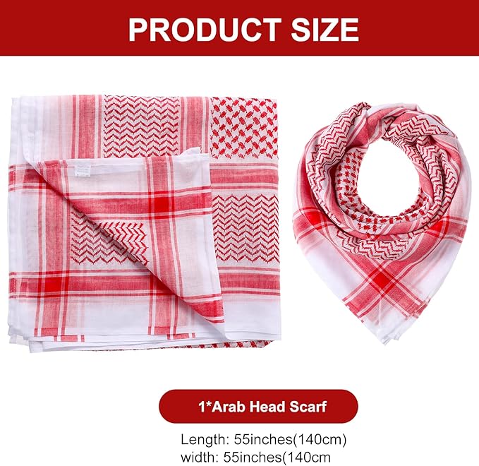 Arab Shemagh Turban, Keffiyeh Arab Head Scarf, Palestine Scarf Muslim Head Scarf Desert Tactical Scarf Neck Head Wrap Keffiyeh Dubai Headwear for Men Women