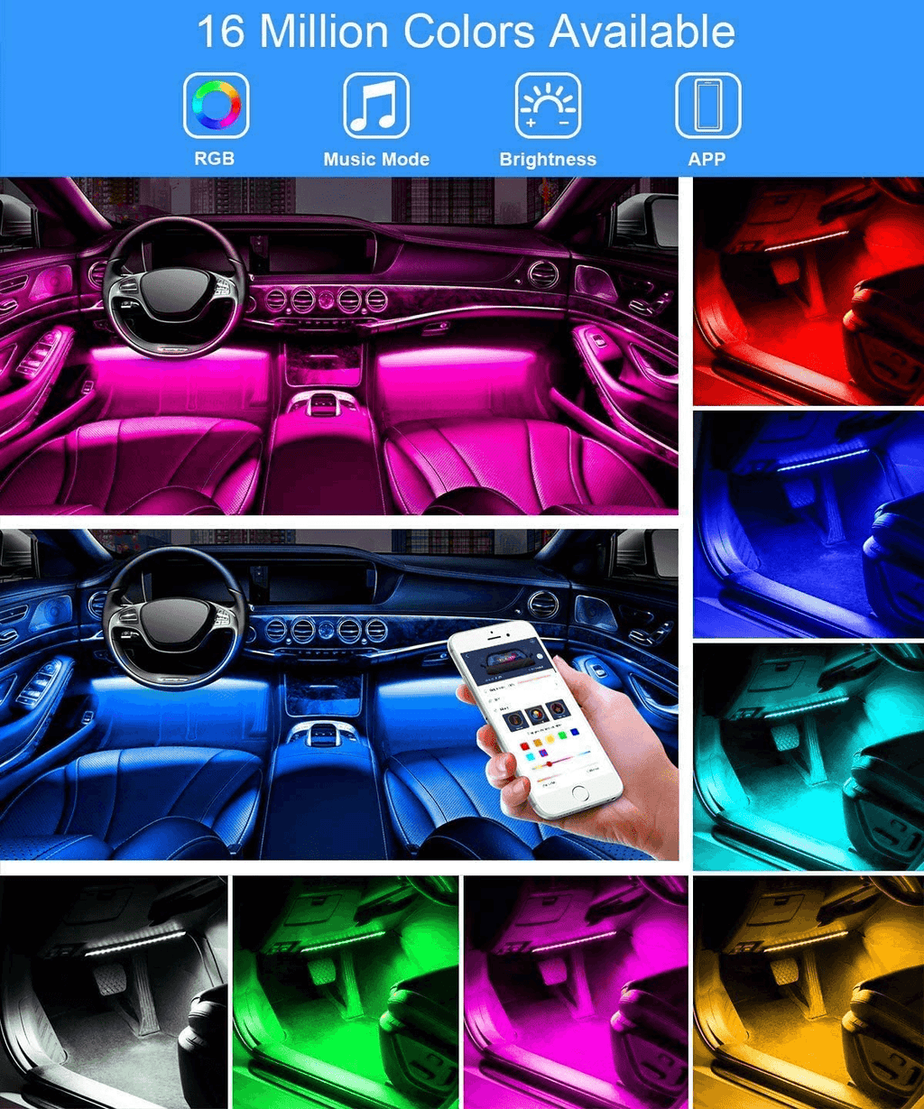 Lights LED Car Strip Lights with Two-Line Waterproof Design RGB LED Strip Light With USB Wireless Remote Music Control Multiple Modes For Auto Car