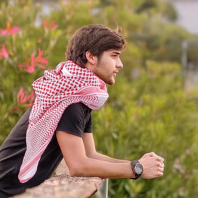 Arab Shemagh Turban, Keffiyeh Arab Head Scarf, Palestine Scarf Muslim Head Scarf Desert Tactical Scarf Neck Head Wrap Keffiyeh Dubai Headwear for Men Women