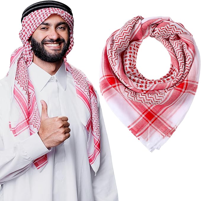 Arab Shemagh Turban, Keffiyeh Arab Head Scarf, Palestine Scarf Muslim Head Scarf Desert Tactical Scarf Neck Head Wrap Keffiyeh Dubai Headwear for Men Women