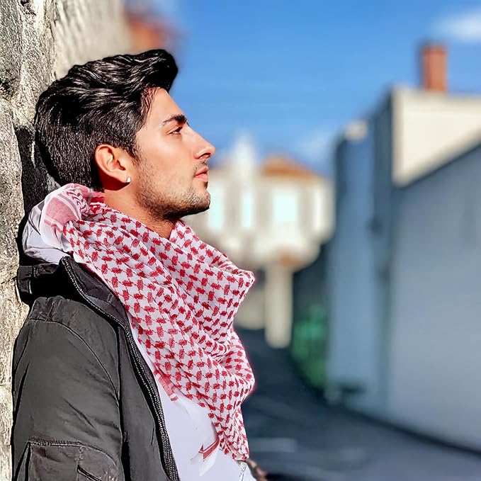 Arab Shemagh Turban, Keffiyeh Arab Head Scarf, Palestine Scarf Muslim Head Scarf Desert Tactical Scarf Neck Head Wrap Keffiyeh Dubai Headwear for Men Women