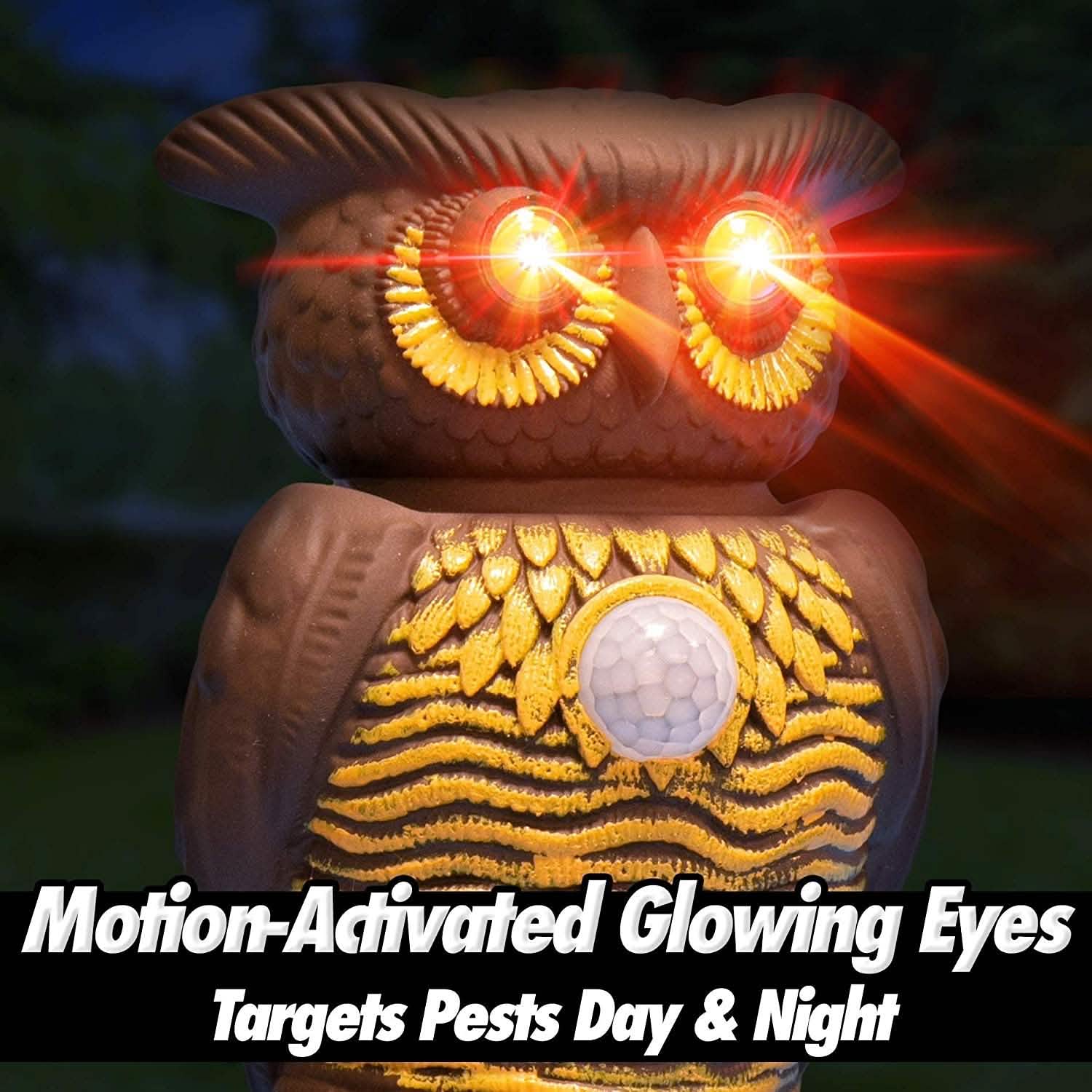 Owl Alert Statue - Targets Outdoor Pests Like Racoons, Deer, Rabbits, Squirrels, Mice and More
