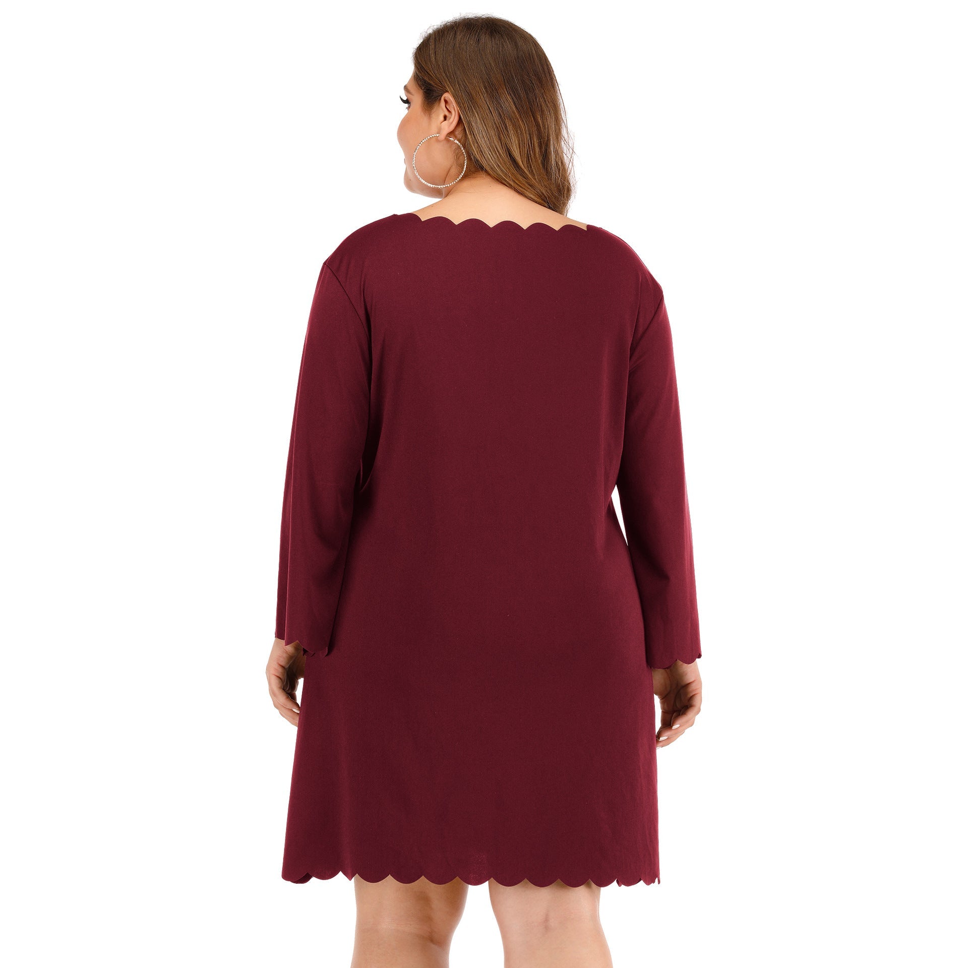 Plus size women's round neck wavy skirt