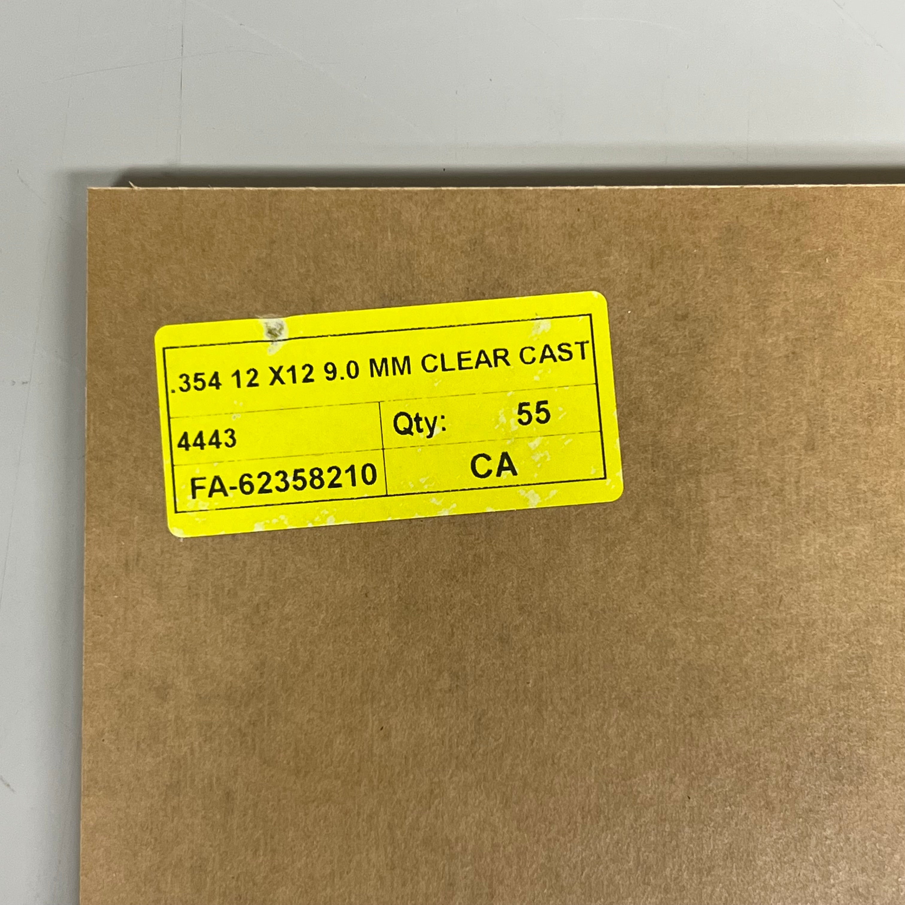 Clear Plexiglass Acrylic Plastic Piece 2PK! .354 X 12" X 12" Paper Masked FA-62358210