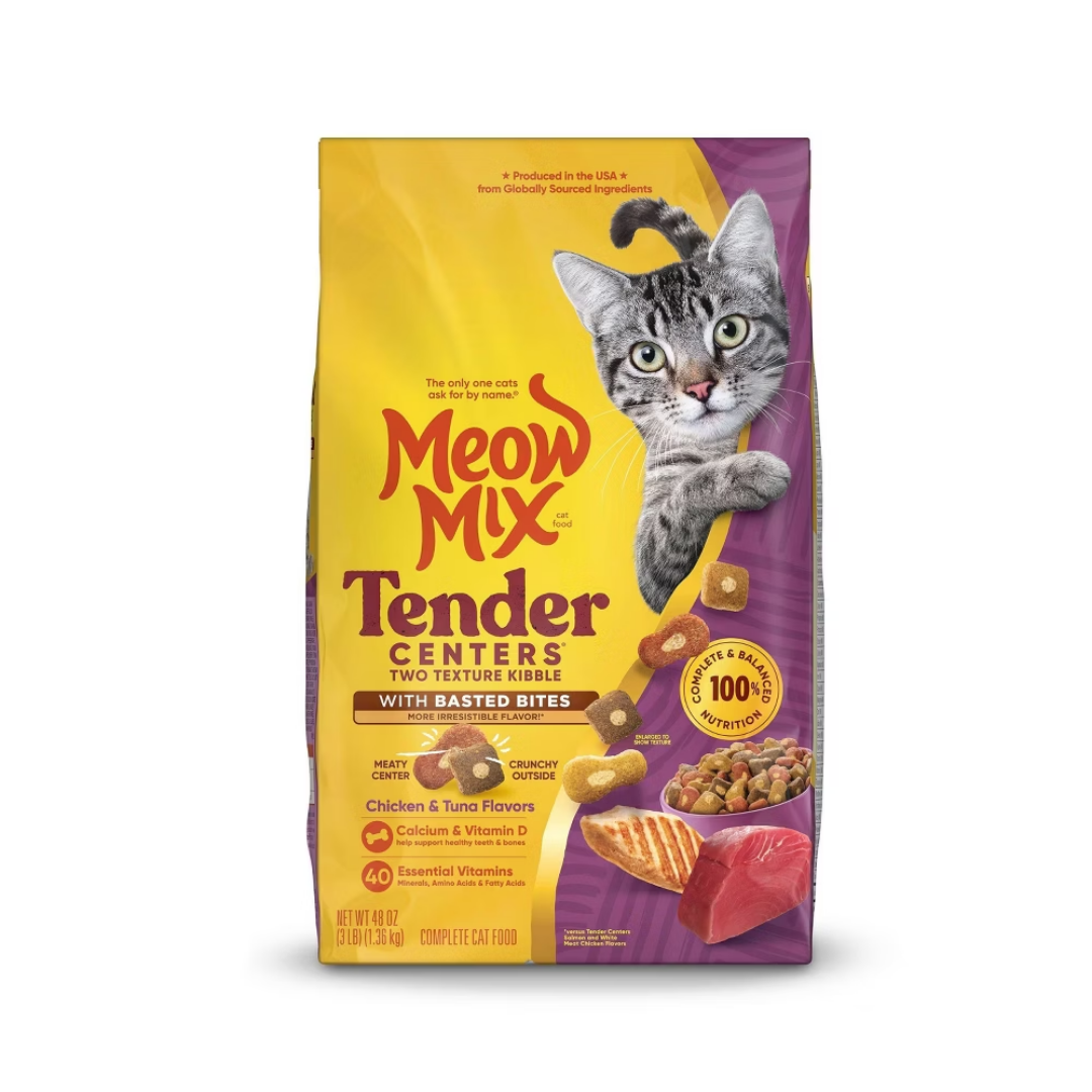 Meow Mix Tender Centers Dry Cat Food Chicken & Tuna Flavors (3.15 lbs)