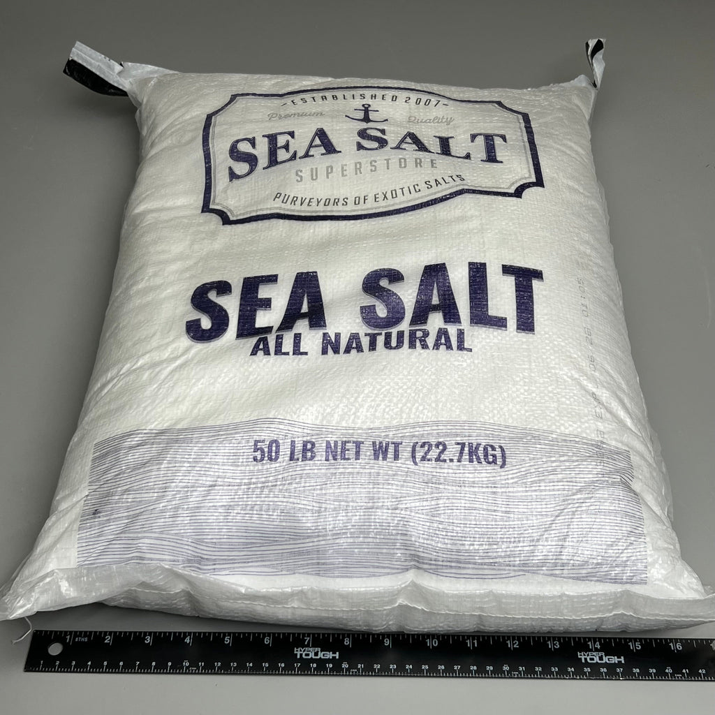 SEA SALT SUPERSTORE (50 LBS) All Natural Kosher Fine Grain Sea Salt BB 06/28