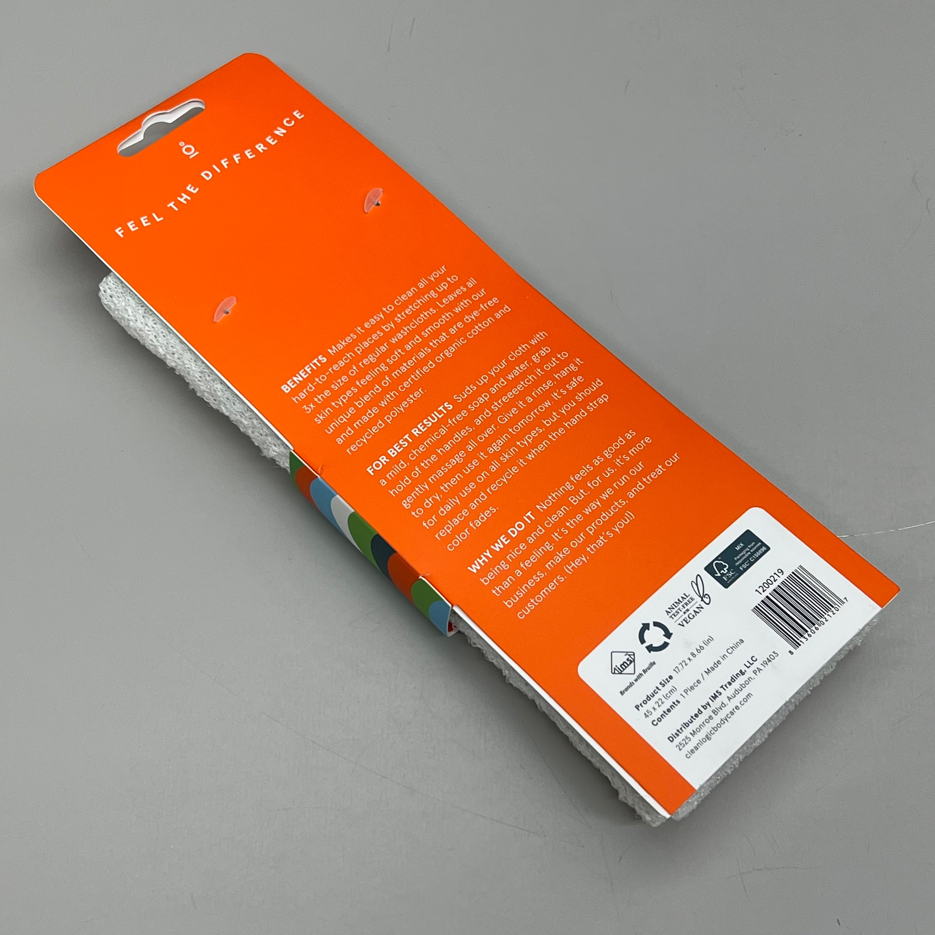 CLEANLOGIC Certified Organic Cotton Exfoliating Stretch Cloth 17"x 8" 1200219