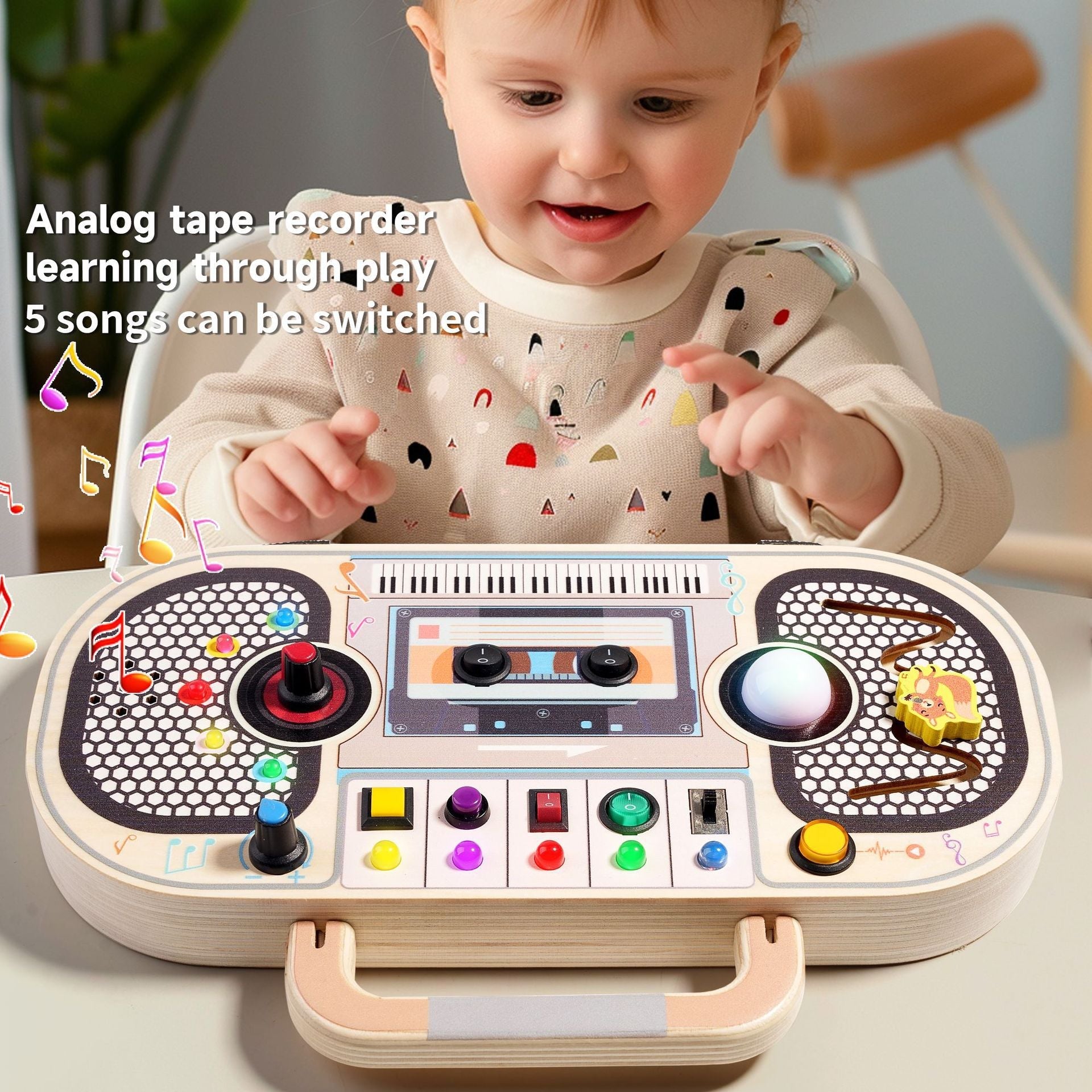Children's wooden early education toys, switches, circuit recorders, busy boards, enlightenment, hands-on cognition, new LED lights