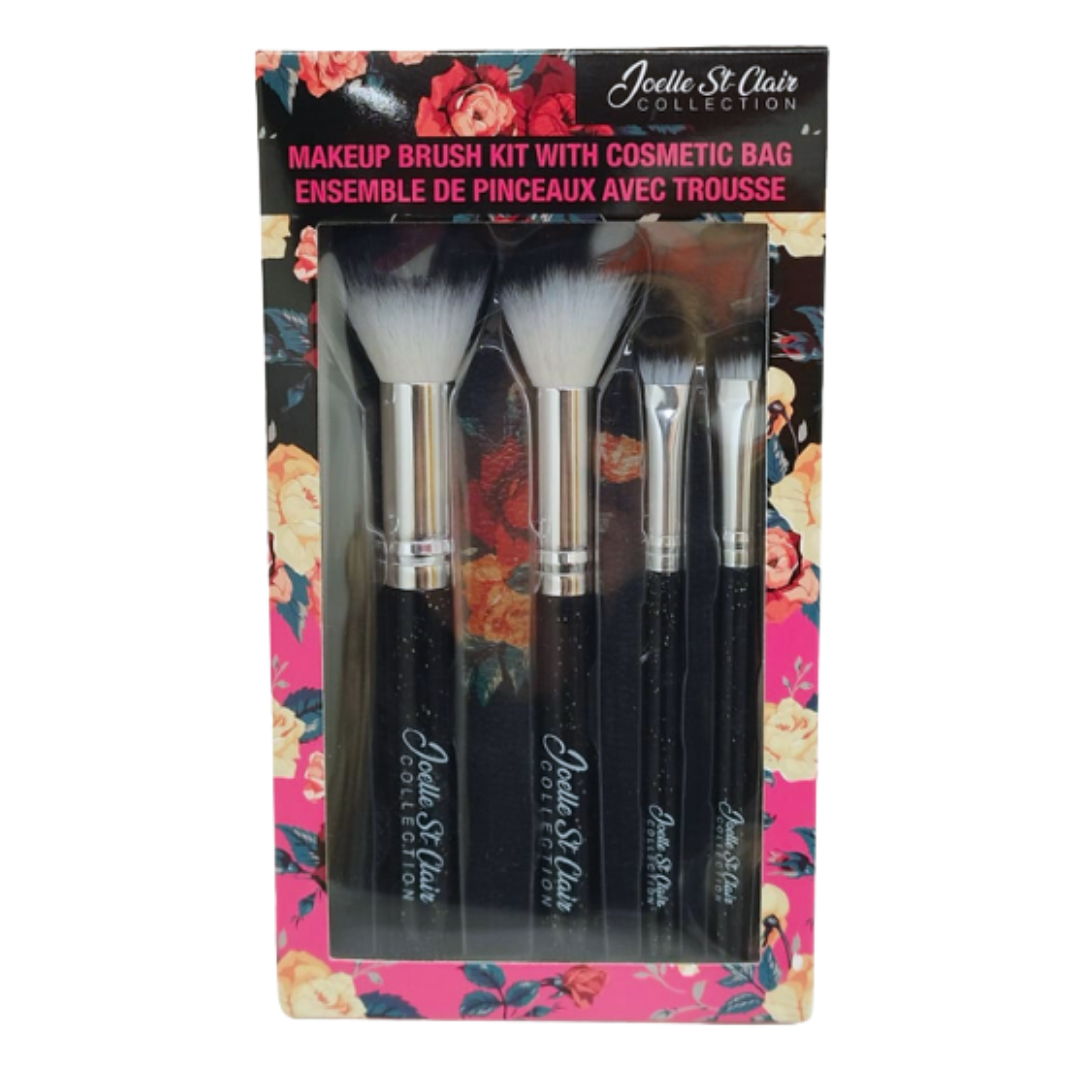 Joelle St. Clair Makeup Brush Kit with Cosmetic Bag (5 pc)