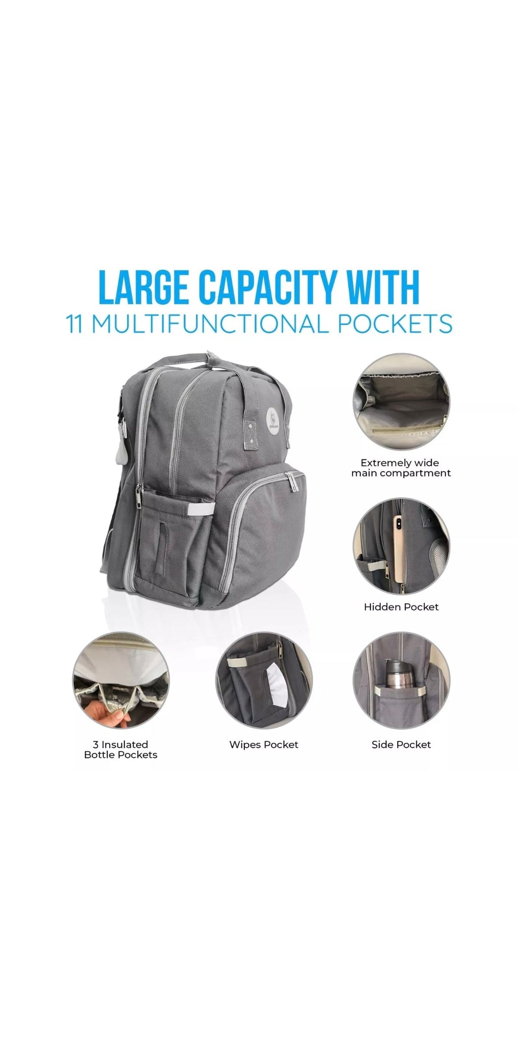 MoonBaby Backpack Diaper Bag Foldable Changing station Portable Crib Bassinet