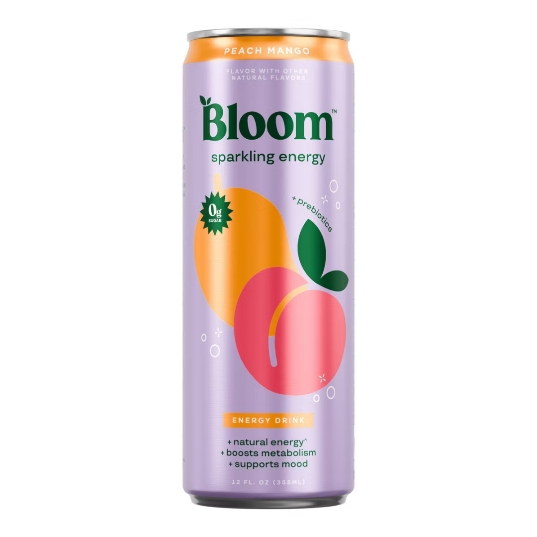 Bloom Nutrition Sparkling Energy Drink Peach Mango (12 fl oz)