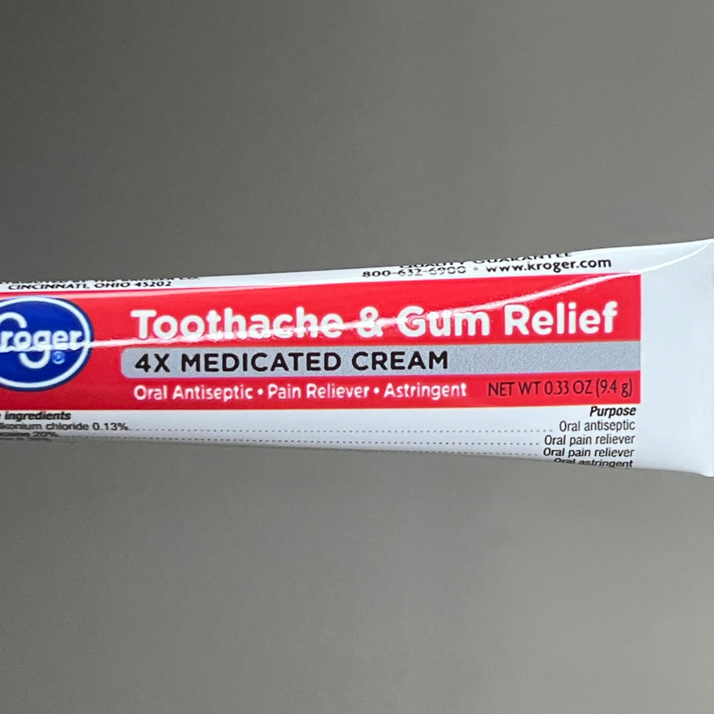 KROGER (2 PACK) Toothache & Gum Relief 4X Medicated Cream 0.33oz BB 04/26
