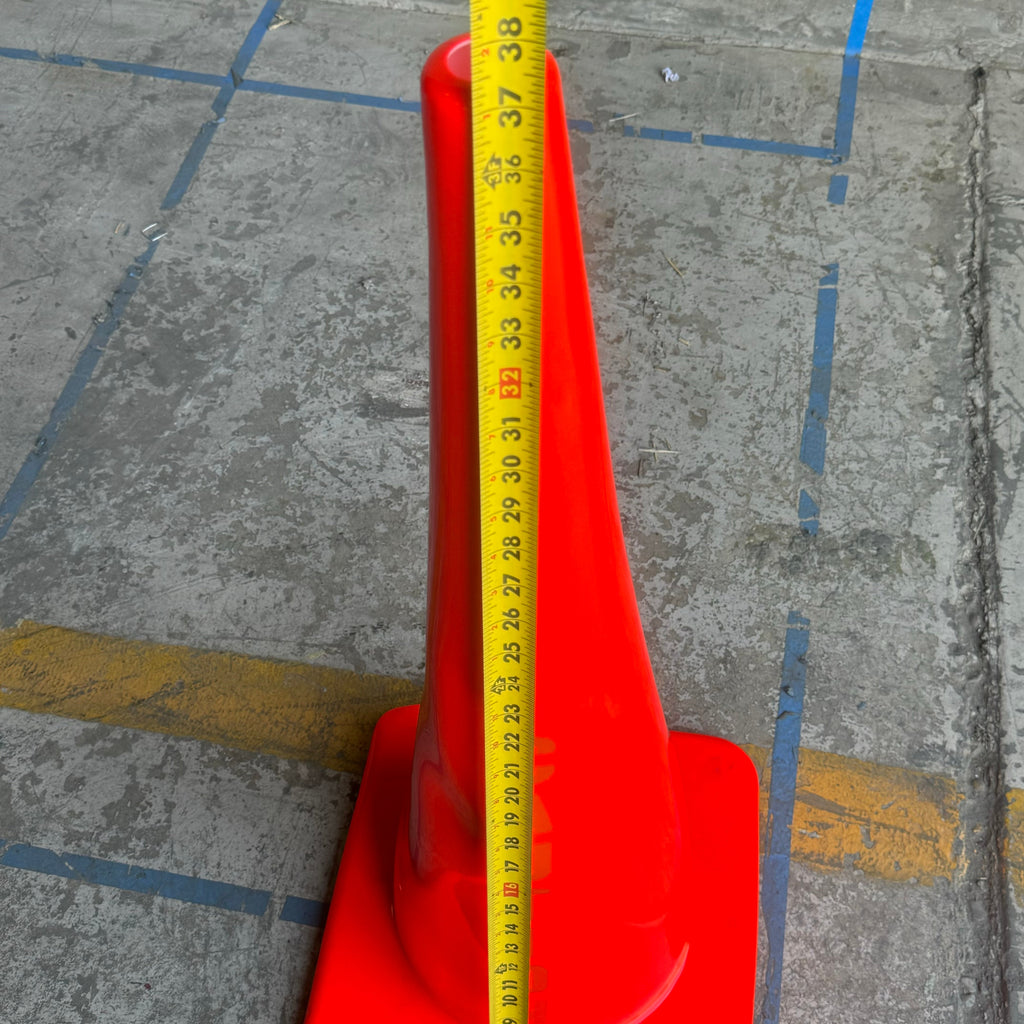 CAUTION Road Cone 37”Hx15”x15” Rubber and Plastic Orange