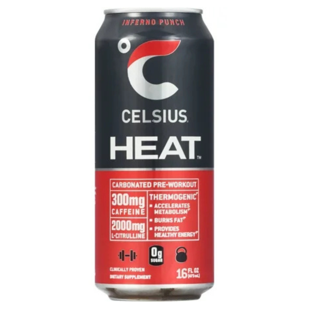 Celsius Heat Inferno Punch Performance Pre-Workout Drink (16oz)