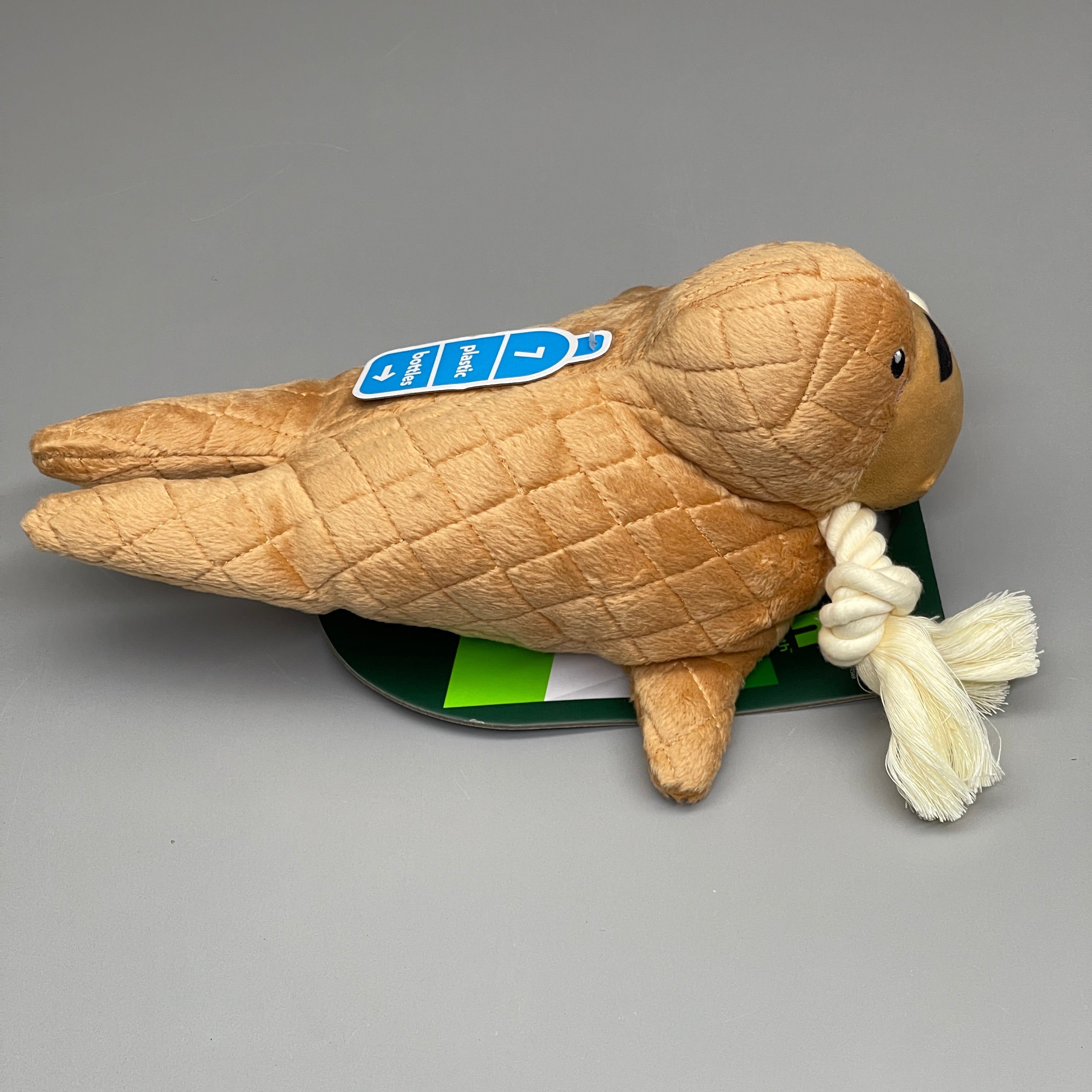 GRRREEN Stuffed Walrus Animal Dog Toy for Chewers & Teeth Cleaning Brown