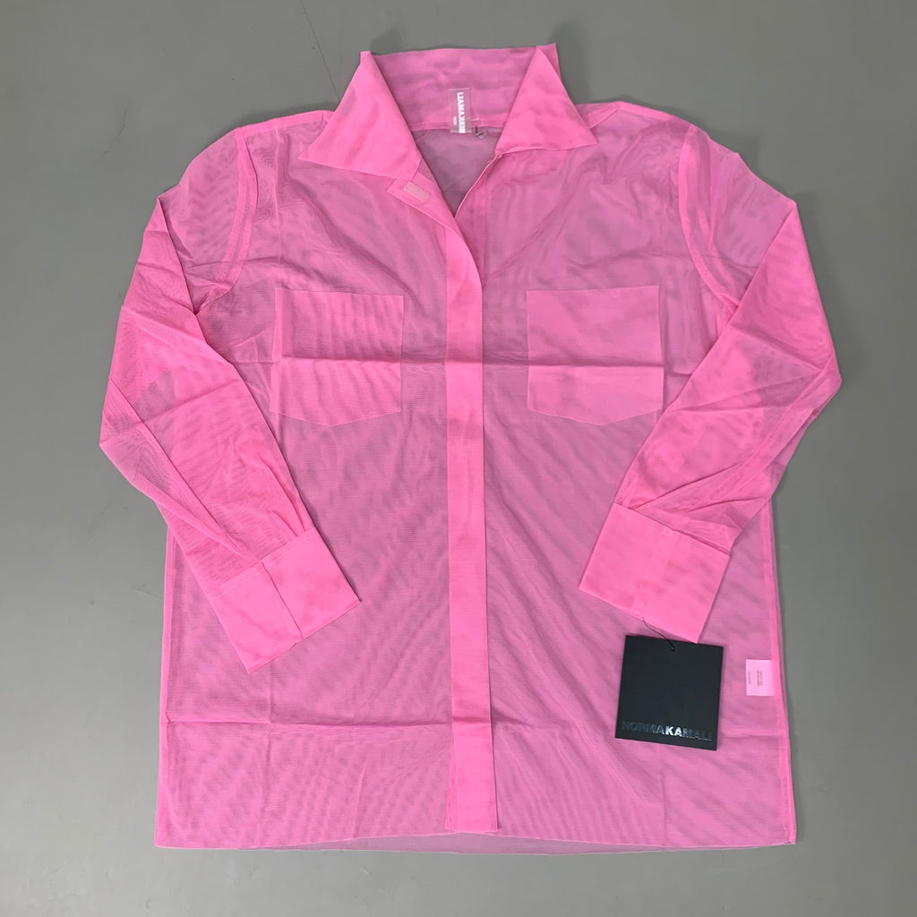NORMA KAMALI Nk Shirt w/ Faux Pockets Sz XS/34 Candy Pink ST1236MS963966
