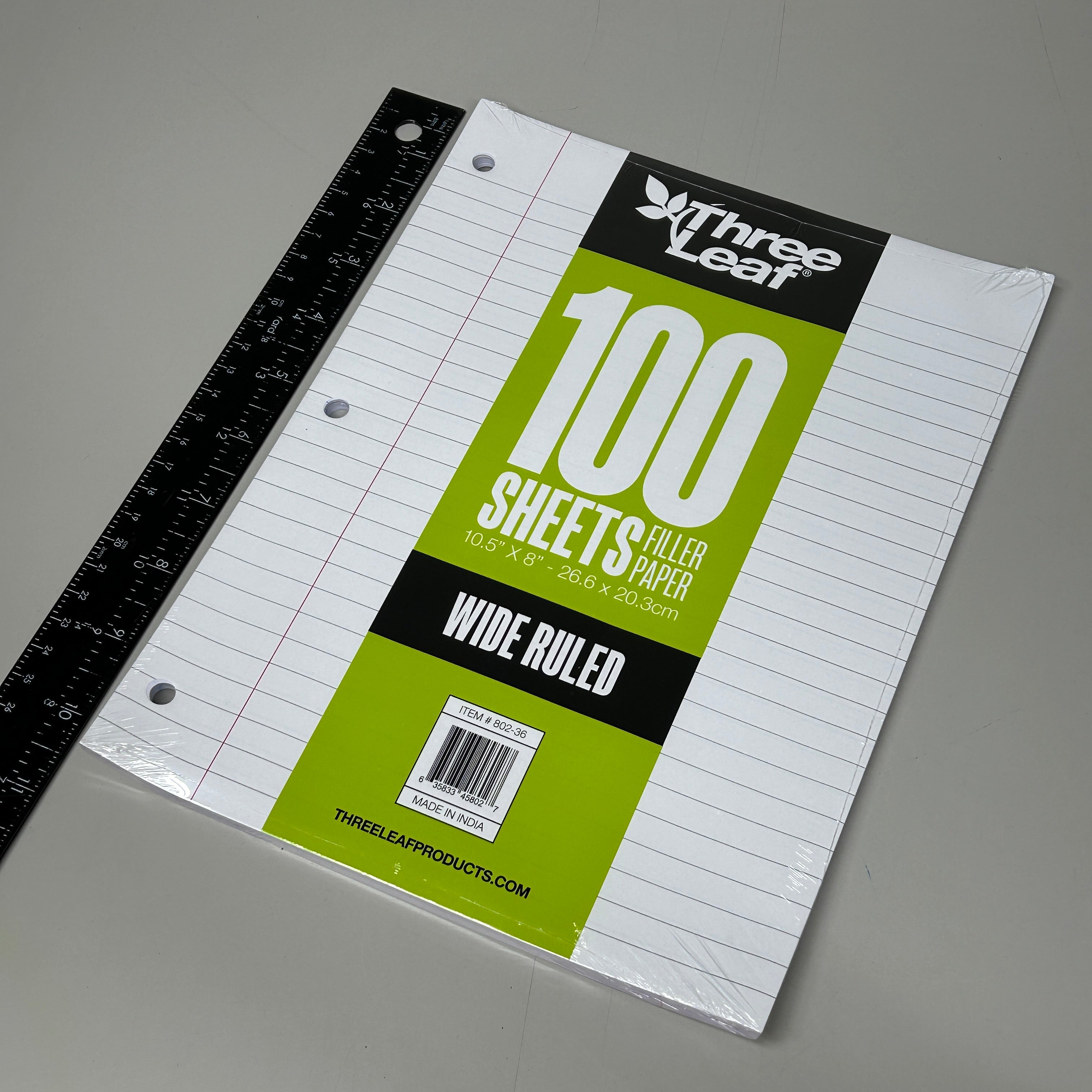 THREE LEAF (36 PACK) Filler Paper Wide Ruled 100 Count 10.5" x 8" (New)