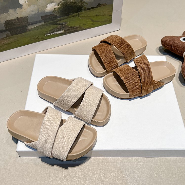 Girls' Summer New Thick Soled Fairy Style Beach Slippers For Outdoor Wear, Haken One-piece Slippers For Vacation