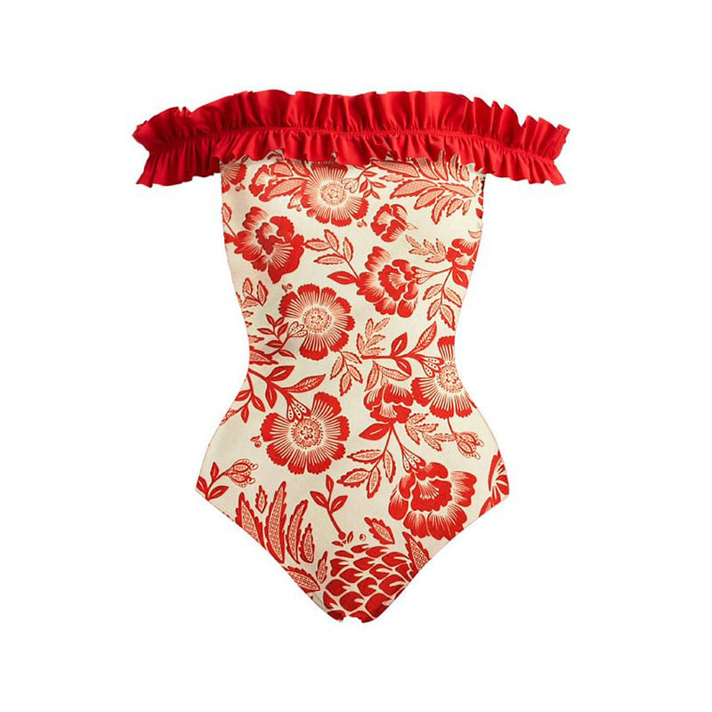 European and American printed one-piece swimsuit women's vacation beach