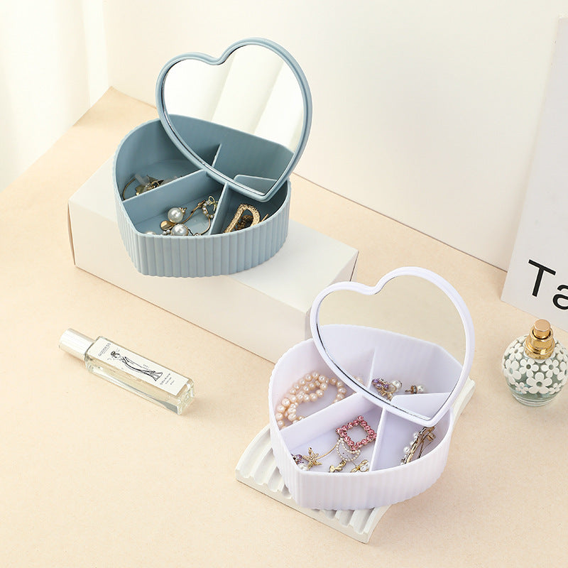 High-end luxury desktop large capacity compartment jewelry storage box with mirror
